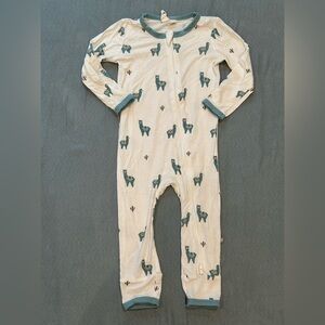 Kyte Baby Alpaca Printed Zippered LS Romper Bamboo Pajamas Size 18-24 months